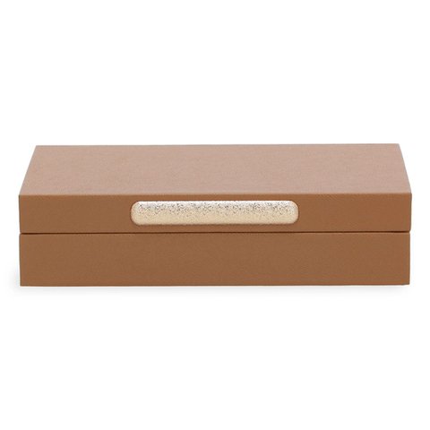 Caixa com Revestimento em Pu e Detalhe Dourado - Caramelo