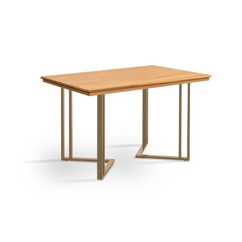 Mesa Industrial 1,20m Alice Tampo em Madeira Maciça Base Cor Champagne Vintage Imbuia