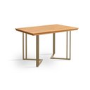 Ver imagem 1 de Mesa Industrial 1,20m Alice Tampo em Madeira Maciça Base Cor Champagne Vintage Imbuia