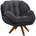 Ver imagem 2 de Kit 2 Poltronas para Sala e Escritório Base Giratória Vitória Veludo Cinza