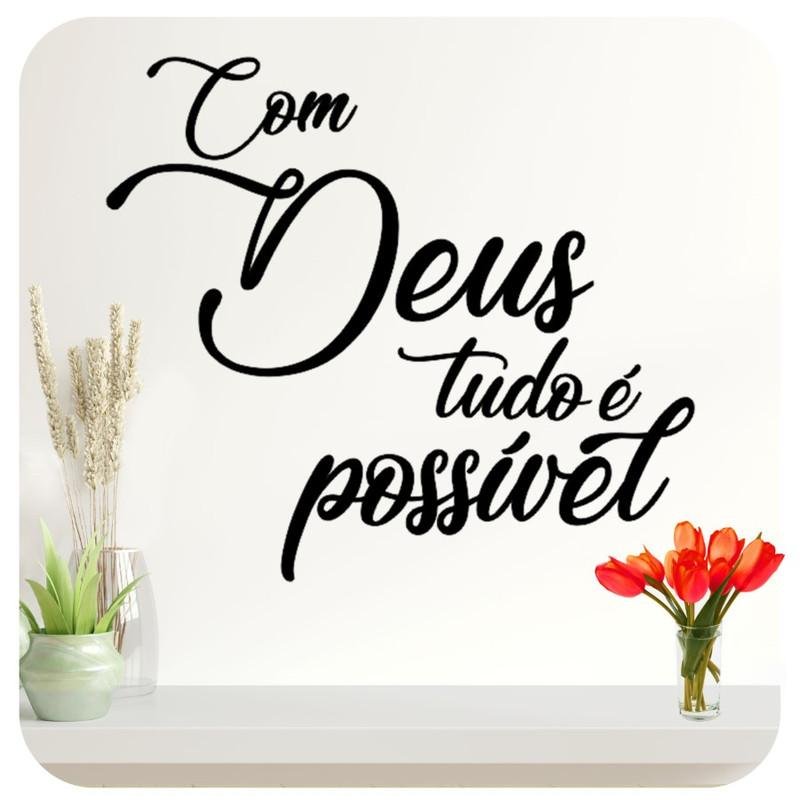 Adesivo Parede Frase Com Deus Tudo Possivel 4 | MadeiraMadeira