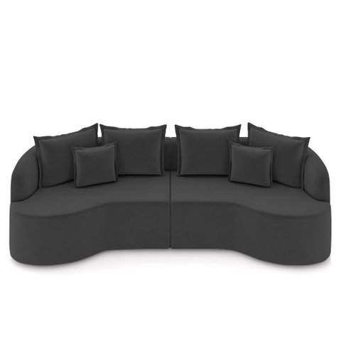 Sofá 3 Lugares 230cm Orgânico Quito K04 Veludo Cinza Escuro - Mpozenato