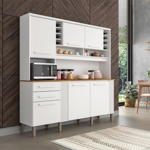 Kit Cozinha Catar 6 Portas 2 Gavetas Nicho Sallêto