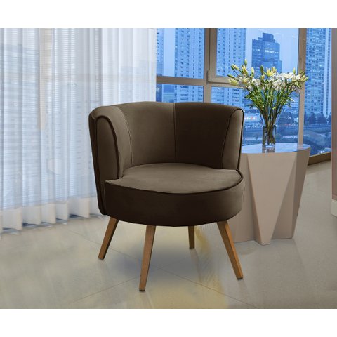 Poltrona Para Sala Decorativa Isadora Suede Marrom Madelina Decor