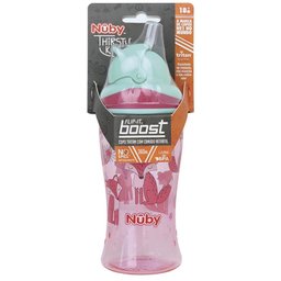 Copo para Criança com Canudo Retrátil 360ml Nûby Bico de Silicone Infantil Raposinhas Rosa - 7