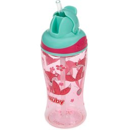 Copo para Criança com Canudo Retrátil 360ml Nûby Bico de Silicone Infantil Raposinhas Rosa - 8