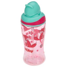 Copo para Criança com Canudo Retrátil 360ml Nûby Bico de Silicone Infantil Raposinhas Rosa - 5