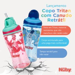 Copo para Criança com Canudo Retrátil 360ml Nûby Bico de Silicone Infantil Raposinhas Rosa - 2