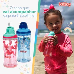 Copo para Criança com Canudo Retrátil 360ml Nûby Bico de Silicone Infantil Raposinhas Rosa - 4
