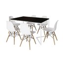 Ver imagem 6 de Mesa Jantar Industrial Retangular Preta 137X90Cm Base V Ferro Branco C/6 Cadeiras Branca Mad Preto