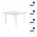 Ver imagem 1 de Conjunto Quadrado c/ 04 Cadeiras Azul - MDF Branco - 06 a 09 Anos - Mr Plast - 41094