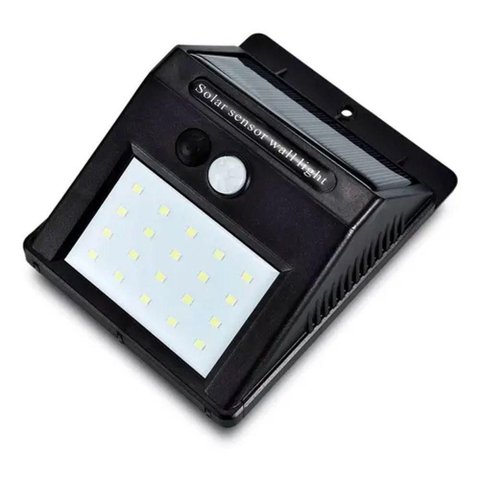 Luminaria Parede Solar 30 Leds Sensor Movimento Luz - Cor Preto