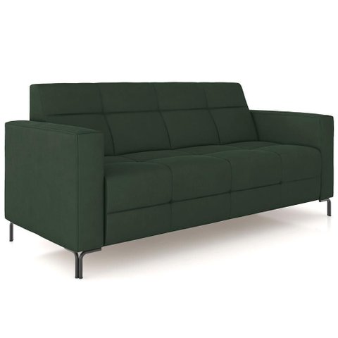 Sofá 3 Lugares Sala Living Industrial 180cm Senna K01 Veludo Verde - Lyam Decor