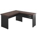 Ver imagem 1 de Mesa em L para Escritório Helena 2 Gavetas MDP 160cm Freijó Preto Casah