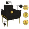 Poltrona Decorativa Luxo Recepção Clínica Estética Dourado Cor:preto - 2