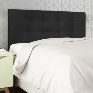 Cabeceira Estofada Cama Box Casal 140 Cm Cancún Suede:suede Preto