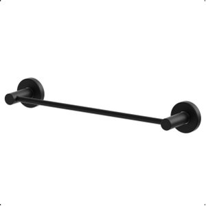 Porta Toalha de Banheiro 45cm Grego Metal Acessório Suporte Redondo Preto Fosco Athenas
