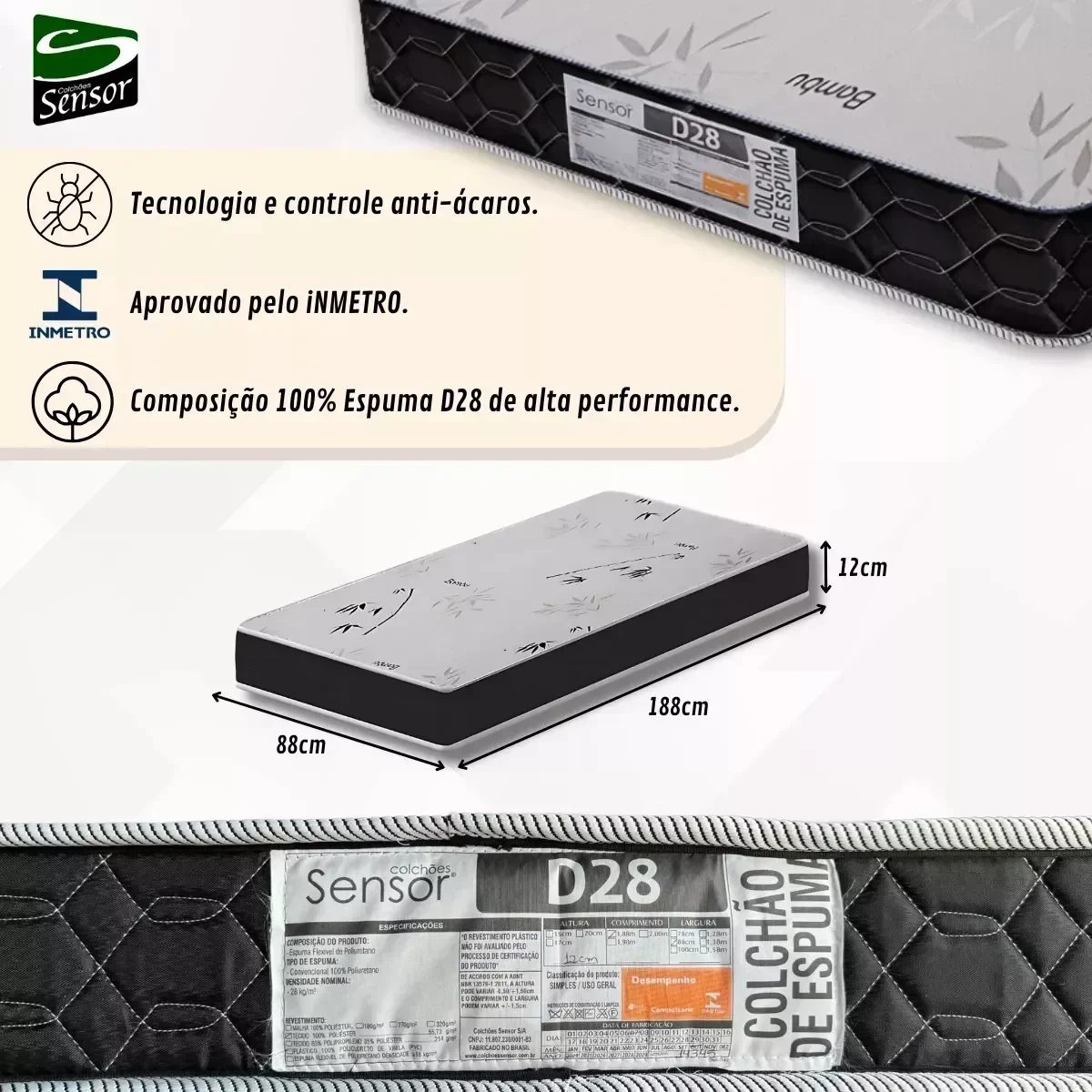 Beliche Jaspe com 2 Colchões D28 Sensor D28 Cor:nature/off - 2