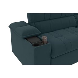 Sofá Stylus 2,10m Retrátil/reclinável com Porta Copos e Cooler Suede Petróleo - Xflex Sofás - 2