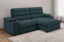Ver imagem 1 de Sofá Stylus 2,10m Retrátil e Reclinável com Porta Copos e Cooler Suede Petróleo - Xflex Sofás