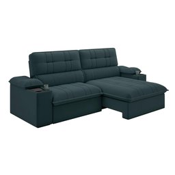 Sofá Stylus 2,10m Retrátil/reclinável com Porta Copos e Cooler Suede Petróleo - Xflex Sofás - 4