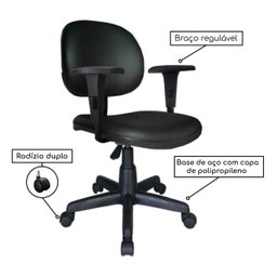 Cadeira Executiva Lisa Giratória com Braços Reguláveis - Martiflex - Cor Preta - 31003 - 4