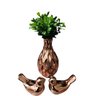 Kit Enfeite Para Rack Vasinho Passarinhos Planta Decoração Rose Gold - 1