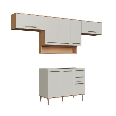 Conjunto de Cozinha Modulada 5 Peças 8 Portas 280cm Isabelle Delmarco