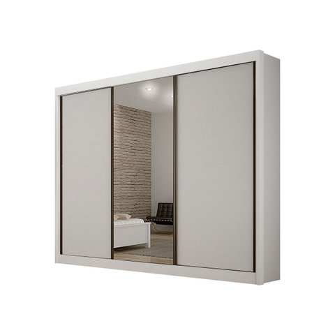 Guarda Roupa Casal com Espelho 3 Portas Milano - Arbo Design