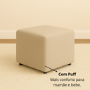 Ver imagem 5 de Poltrona Sofá Cadeira Amamentação Balanço C Puff Pés Madeira - Bege