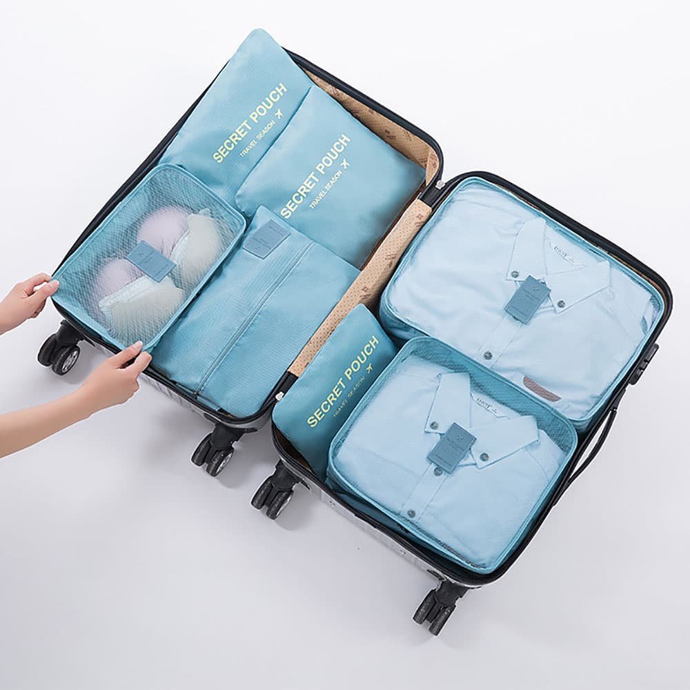 Kit Organizador de Mala 7 Pecas Secret Pouch Celeste | MadeiraMadeira