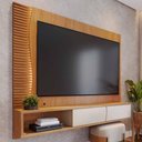 Ver imagem 1 de Painel para TV 65 pol Bancada Suspensa LED Patmos C04 Freijó Off White Matte - Lyam Decor