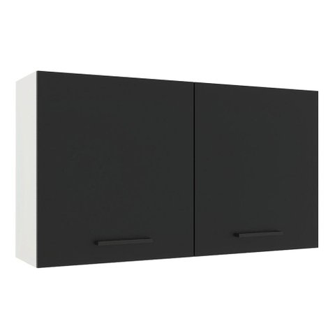 Armário de Cozinha Aéreo 120 cm 2 Portas Branco/Preto Agata Madesa