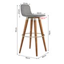 Ver imagem 5 de Kit 3 Banquetas Altas Luxo Versatil Aço Champanhe Linho Cinza Base Carvalho