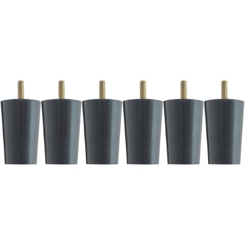 Kit 6 Pés para Cama Box Solteiro 6cm Box Baú Preto Madeira