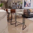 Ver imagem 2 de Kit 02 Banquetas Base de Aço Preto Betina D02 Linho Bege C-107 Corano Marrom B-38 - Lyam Decor