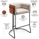 Ver imagem 4 de Kit 02 Banquetas Base de Aço Preto Betina D02 Linho Bege C-107 Corano Marrom B-38 - Lyam Decor