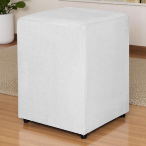 Puff Quadrado Tecido Suede Premium Branco - Fri Varejo