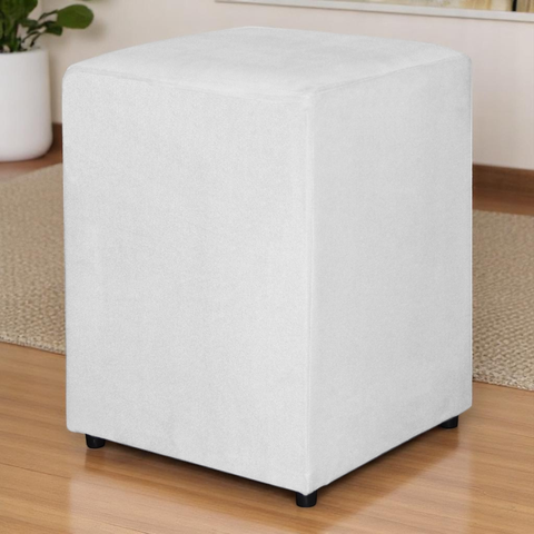 Puff Quadrado Tecido Suede Premium Branco - Fri Varejo