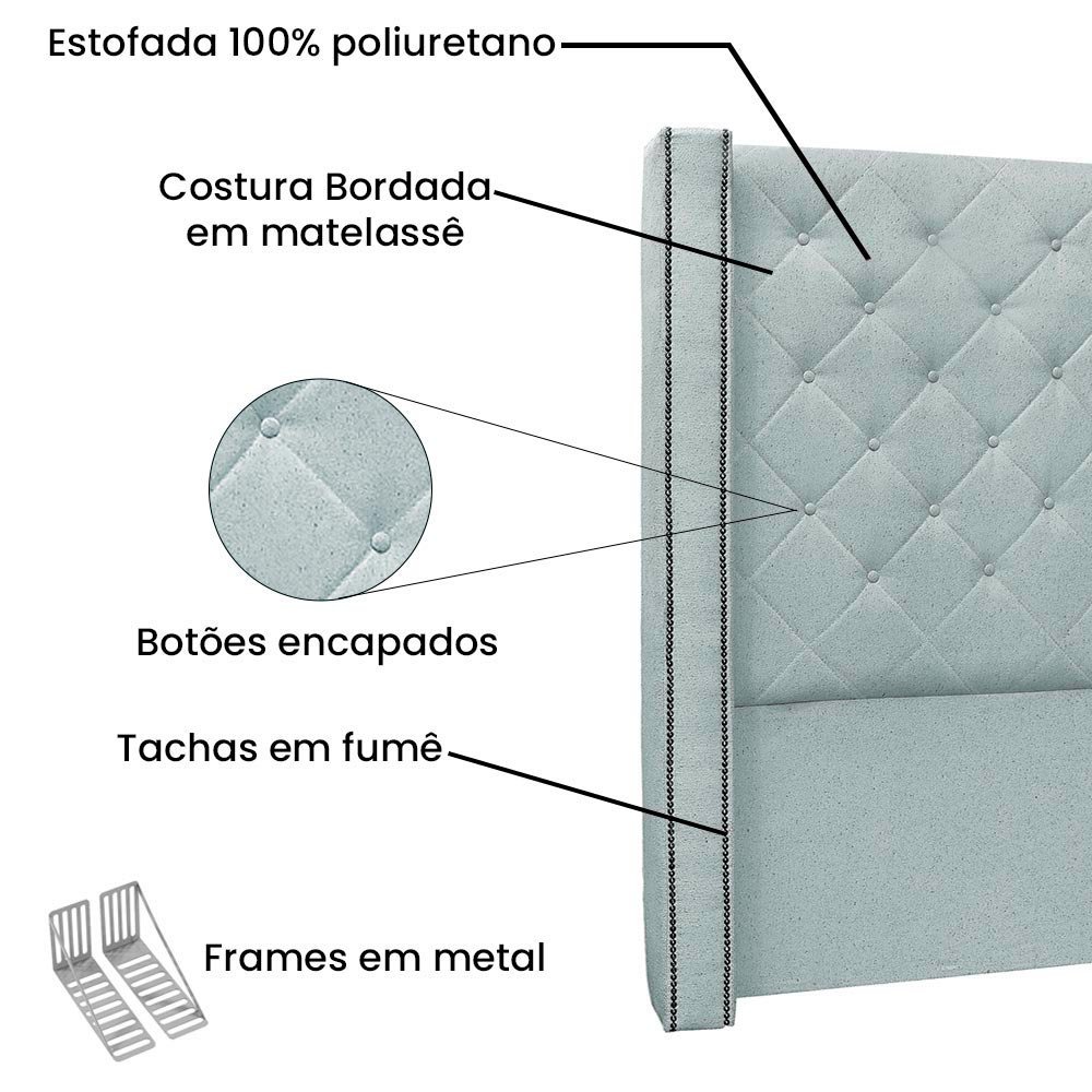 Cabeceira Estofada Cama Box Casal Queen Size Alteza 160cm Linho Rústico Natural - Desk Design - 3