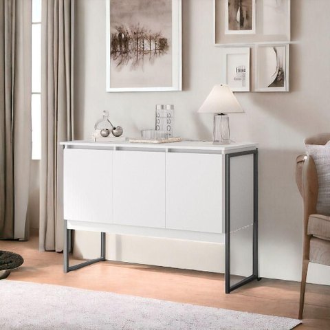 Buffet Aparador Luxo Roma - Branco e Preto Branco e Preto