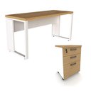 Ver imagem 1 de Escrivaninha com Gaveteiro F5 Office g Industrial 3 Gavetas 150cm Macadâmia com Branco