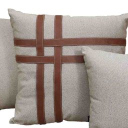 Almofada 55x55 Helen 01 Marrom Couro Natural Toque de Arte 4673.4.55x55 - 1