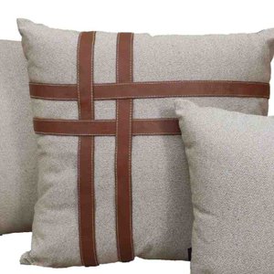 Almofada 55x55 Helen 01 Marrom Couro Natural Toque de Arte 4673.4.55x55