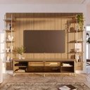 Ver imagem 1 de Estante para TV Home Theater 85" 100% MDF 291cm Vidro Reflecta com LED 10 Prateleiras Carvalho