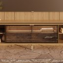 Ver imagem 5 de Estante para TV Home Theater 85" 100% MDF 291cm Vidro Reflecta com LED 10 Prateleiras Carvalho