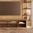 Ver imagem 3 de Estante para TV Home Theater 85" 100% MDF 291cm Vidro Reflecta com LED 10 Prateleiras Carvalho