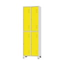 Ver imagem 1 de Armário Roupeiro de Aço para Vestiário 4 Portas Locker Amarelo com Chave