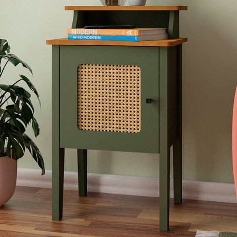 Mesa de Canto Charlotte 1 Porta Menta/Off White - Artely Móveis