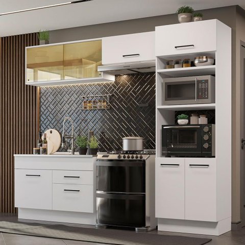 Armário de Cozinha Completa 270cm Branco Agata Madesa 05